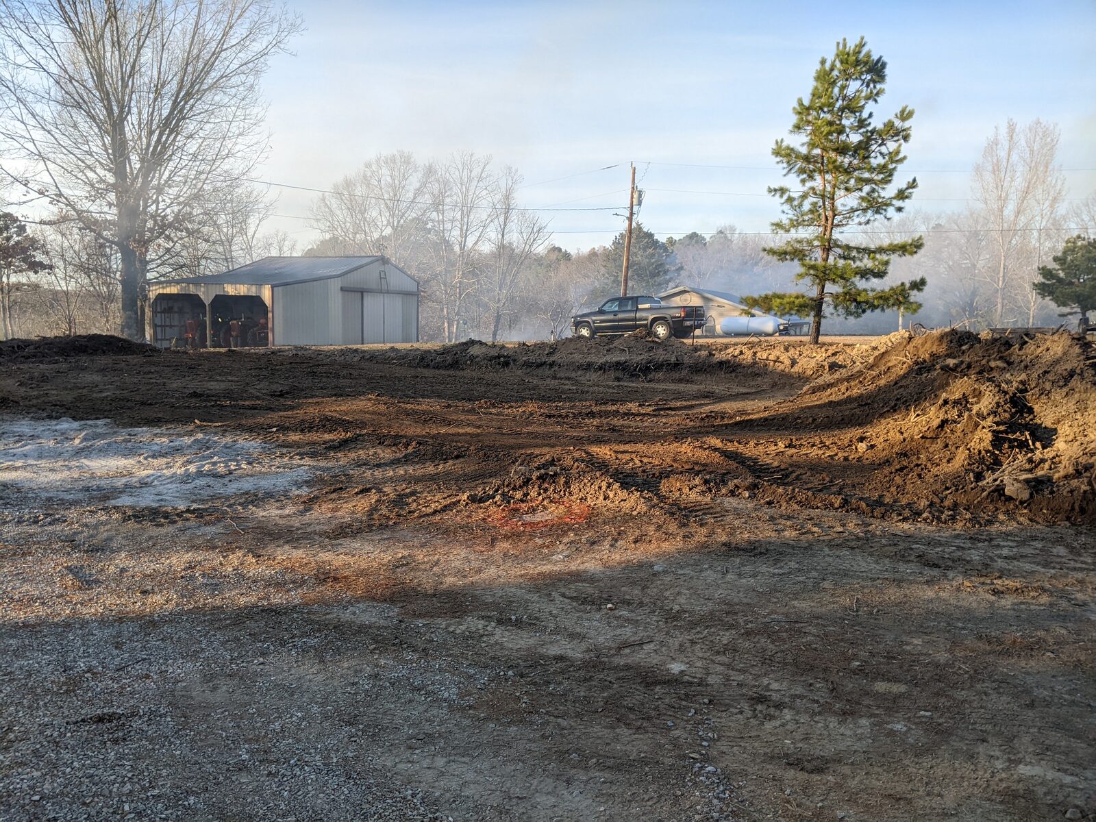 Site preparation and grading on a rural Marion-area build lot